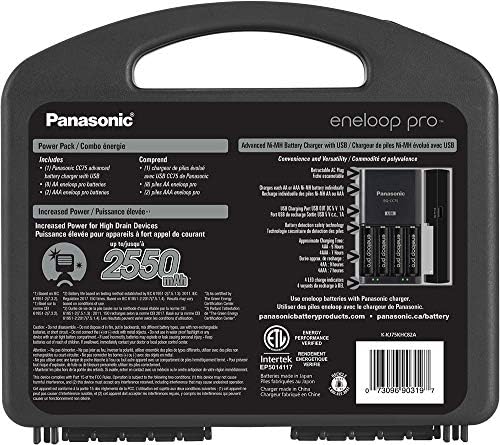 Panasonic K-KJ75KHC82A eneloop pro Yüksek Kapasiteli Şarj Edilebilir Piller Güç Paketi 8AA, 2AAA, USB Şarj Portu ve Plastik saklama