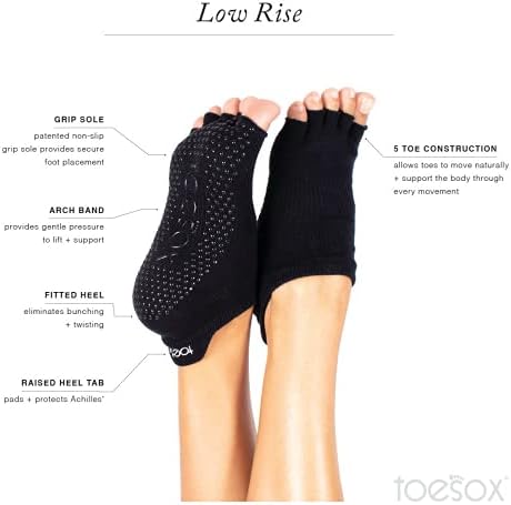 Toesox Düşük Rise Yarım Ayak Çok Paketi – Kavrama Kaymaz Ayak Çorap için Pilates Barre Yoga