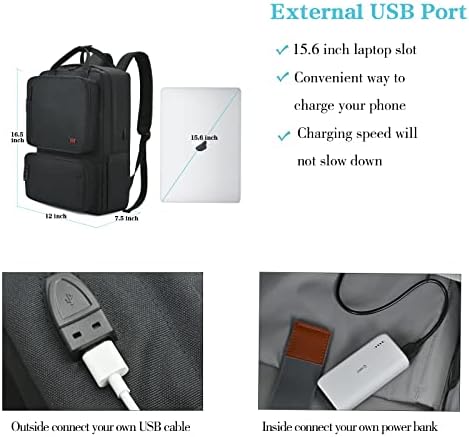 Laptop Sırt Çantası, USB Şarj Portu ile 15.6 İnç Seyahat Koleji Okul Sırt Çantası, Anti Hırsızlık Su Geçirmez Kolej Okul Çantalarını