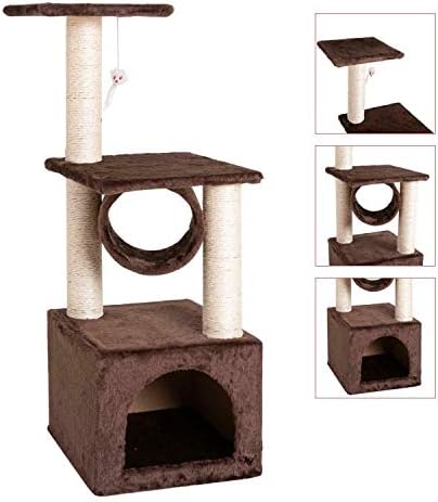 TimmyHouse Kedi Ağacı Yatak Mobilya Tırmalama Kulesi Sonrası Kınamak Yavru Oyun Evi Kahverengi 36