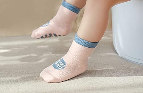Lusolare Kaymaz Kavrama Ekip Çorap, rahat Sıcak Pamuk Karikatür Ayak Bileği Çorap Yürümeye Başlayan Çocuklar için 5 Pairs Bebek
