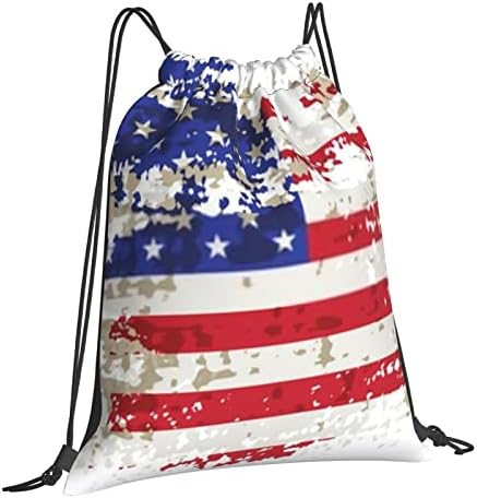 İpli sırt Çantası, ABD Bayrağı sembol Baskı Su Dayanıklı Dize Çanta Spor Sackpack Spor Çuval ile Yan Cep Erkekler Kadınlar için