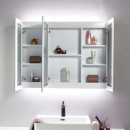 HEABY banyo Aynası Saklama Dolabı, LED Işıklı banyo Aynası Dolabı, 3 Kapı, Duvara Monte Modern Saklama Dolabı, Su geçirmez, 80/90/100/110