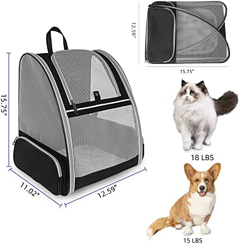 DUJP Evcil Hayvan Sırt Çantası Taşıyıcı, Havalandırmalı Tasarım Kediler ve Küçük Yavrular için Rahat Kedi Çantası Taşıyıcı, Havayolu