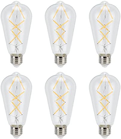 LED filament ampul, 6 PCS ST64 Vintage ampul LED filament ampul 2700 K 6 W E26 için ev dekoratif ışık sıcak ışık 110-130 V