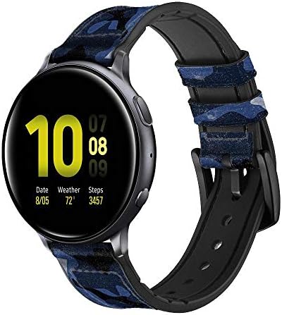 CA0527 Lacivert Camo Kamuflaj Deri ve Silikon Akıllı İzle Band Kayışı Samsung Galaxy İzle Watch3, dişli S3 Modelleri Dişli S3