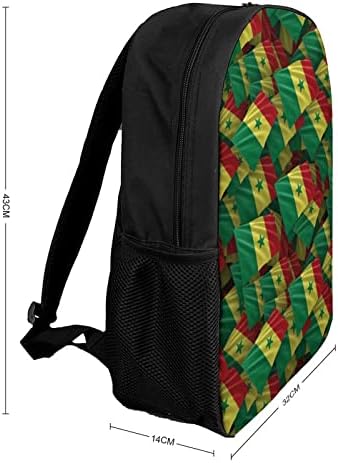 Senegal Bayrağı Unisex seyahat sırt çantası öğle yemeği çantası ve kalem kutusu ile 3 parça set şık hafif sırt çantası