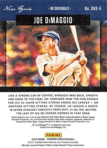 2020 Panini Diamond Kings DK Orijinalleri 5 Joe DiMaggio New York Yankees Beyzbol Ticaret Kartı
