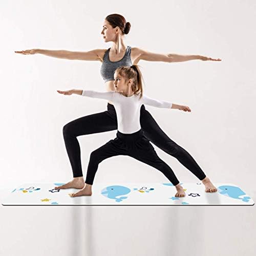 Unicey Karikatür Mavi Balina Yoga Mat Kalın Kaymaz Yoga Paspaslar için Kadın ve Kız egzersiz matı Yumuşak Pilates Paspaslar,
