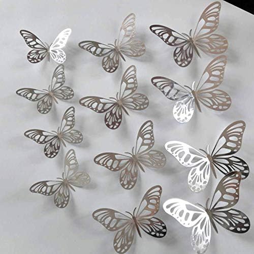 24 Adet 3D Kelebek Duvar Sticker İnsan Yapımı Canlı Kelebek Kreş Dekorasyon 3D El Sanatları Duvar Sanatı Çocuk Odası Yatak Odası