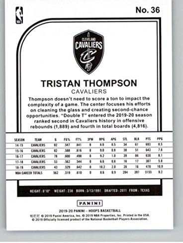 2019-20 Panini Çemberler 36 Tristan Thompson Cleveland Cavaliers NBA Basketbol Ticaret Kartı