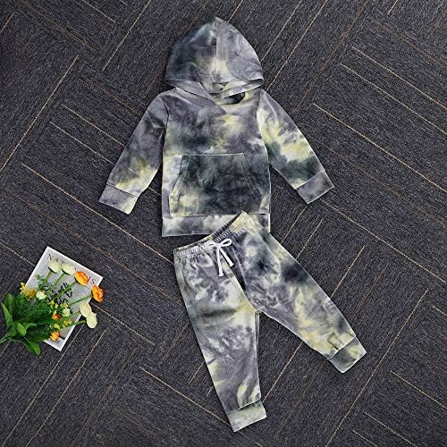 Bebek Kız Erkek Kravat Boya Giysi Set Uzun Kollu Hoodie Kazak + İpli Pantolon Bahar Güz Kış 2 Adet Eşofman Set