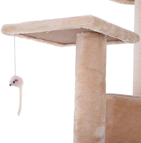 PETSJOY Kedi Ağacı Kınamak Tırmalama Direkleri Tünemiş, Çok Seviyeli Deluxe Kedi Kulesi Yavru Oyun Evi