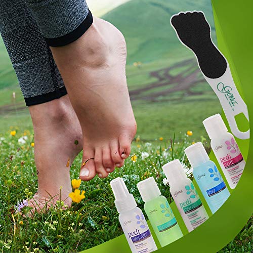 Ayak kokusunu önlemeye, nasırları ve cildi yumuşatmaya ve yorgun ayakları yenilemeye yardımcı olan Gena Feet-to-Go Pedikür Seti,