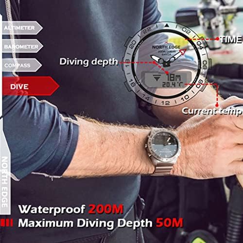 Erkek Akıllı Spor İzle Açık İşlevli çift ekran Bilek izle 50 M derinlik dalış askeri izle 200 M su geçirmez ırtifa basınç Pusula