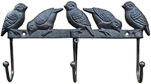 ZLDGYG Ülke Tarzı 5 Kuşlar Tasarım Siyah Dökme Demir Duvar Kanca ıle 3 Askı Çiftlik Aksan El Yapımı Metal Hayvan Rafları