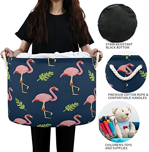 xigua Flamingo Yuvarlak Depolama Sepeti ile Pamuk halat Kolu Büyük Bebek çamaşır battaniye Sepeti Oyuncak Sepeti Yorgan Çamaşır