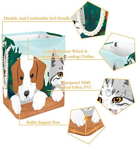 Kedi Köpek Hayvan 19.3 Büyük Ölçekli Su Geçirmez Katlanabilir Çamaşır Sepeti Kova Depolama Bin için Kolları ile, Çocuk Odası,