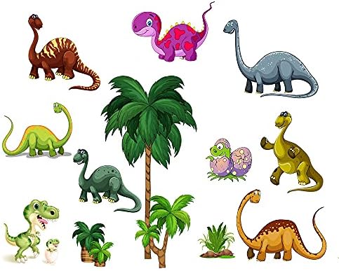 Wajade Dinozorlar duvar çıkartmaları Çıkarılabilir Renkli Karikatür Dinozor Büyük Ağaç Duvar Çıkartmaları Sevimli Duvar sanatsal