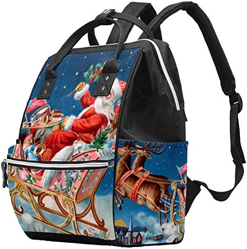 Noel Gece Noel Baba Sanat Bebek Bezi Çantası Laptop Sırt Çantaları Dizüstü Sırt Çantası Seyahat Yürüyüş Sırt Çantası Kadın Erkek