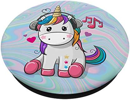 Sevimli Oturan Tek Boynuzlu At Müzik Kulaklıkları Tek Boynuzlu At Girdap PopSockets PopGrip: Telefonlar ve Tabletler için Değiştirilebilir