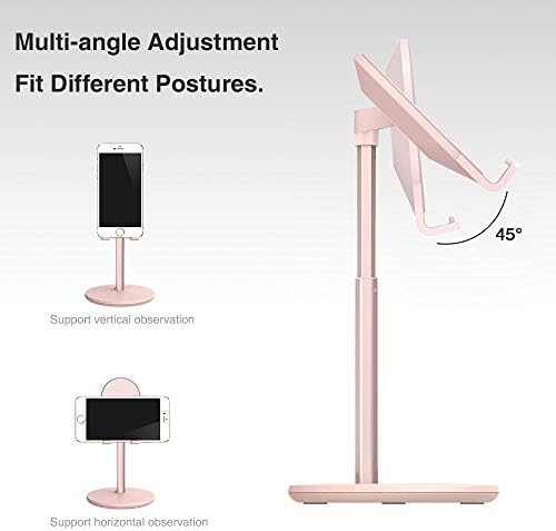 Cep Telefonu Standı,Masa için PARLAK TAŞ Açısı Yüksekliği Ayarlanabilir Tablet Standı Telefon Tutucu (4 -10) Pembe