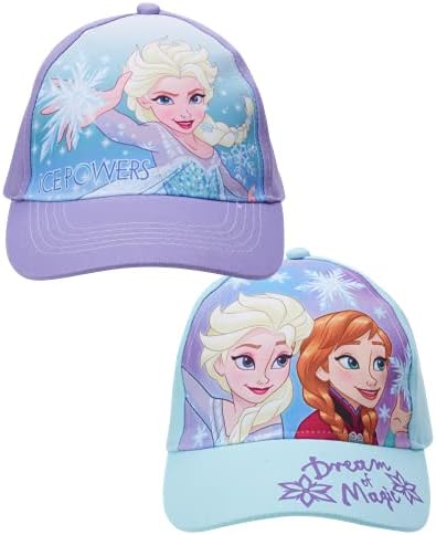 Disney Kızların Dondurulmuş Beyzbol Şapkaları-Sahte At Kuyruğu Seti ile 2 Paket Elsa ve Anna Glitter Şapka (4-7 Yaş)