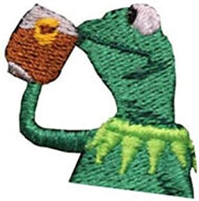 Amazingxy Kermit Kap beyzbol şapkası Baba Kurbağa Yudumlarken Yudumlar Içme Çay Işlemeli Pamuk Snapback Ayarlanabilir Unisex