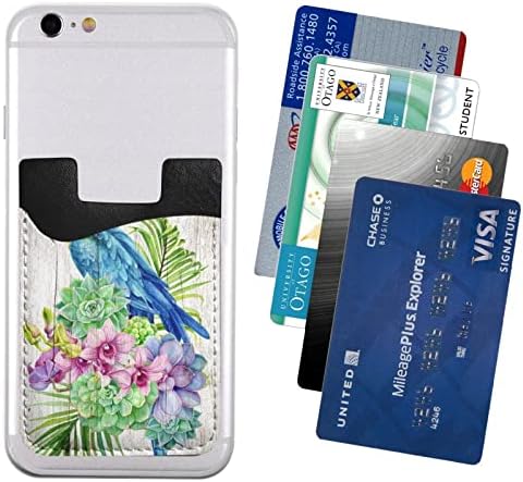 Mavi Papağan Çiçekler Telefon Cüzdan, telefon Kredi kartı tutucu 3 m Yapıştırıcı Üzerinde Sopa Cüzdan Cep Kılıf Mate için Cep