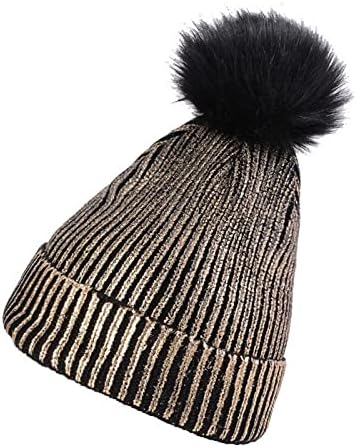 ALLZ Kış Şapka İle Kadınlar İçin At Kuyruğu Delik, Unisex Düz Renk Sıcak Damgalama Pinstrip Örgü Şapka Sıcak Moda Pamuk Şapka